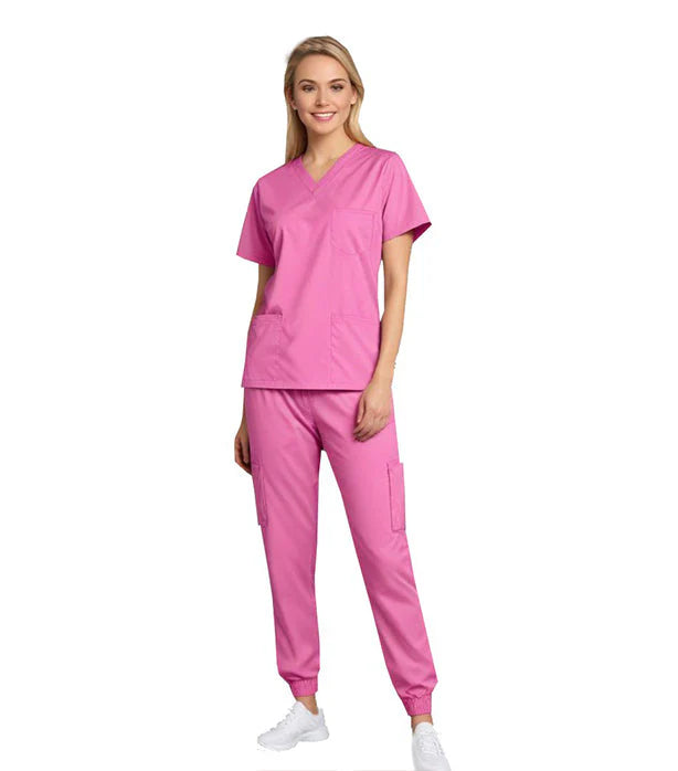 Peony Pink Cargo Jogger Scrub Set