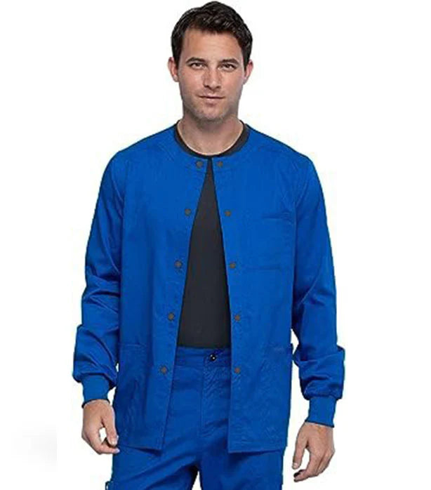 Men’s Poplin Scrub Jacket – Full Sleeve, Snap Front, 3 Pockets